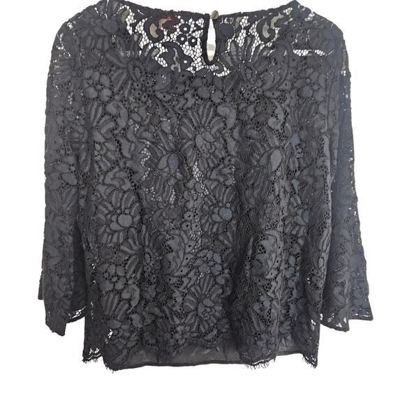 Brooks Brothers Red Fleece Womens Floral Lace Blouse Size 6 Preppy Bell Sleeve - Picture 8 of 9